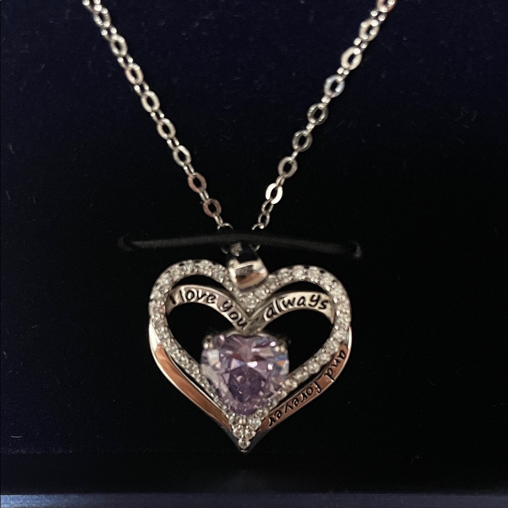 “I love you always and forever” S925 ss necklace birthstone w/ cubic zircona